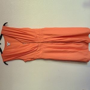 Orange peach zipper front dress sz M